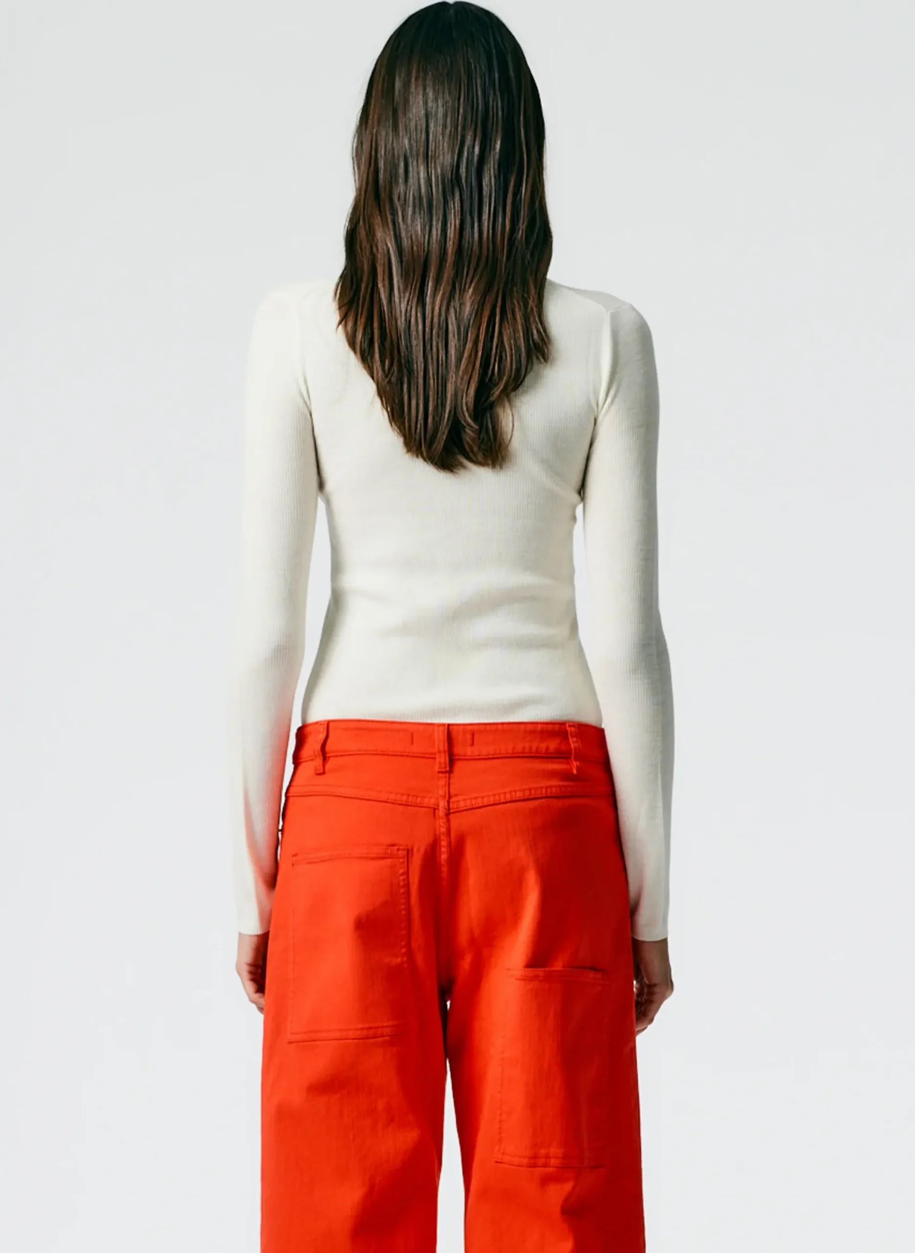 Feather Weight Ribbed Crewneck Pullover Sweater-Tibi Clearance