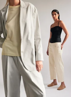 Garment Dyed Stretch Twill Cropped Newman Jean-Tibi Hot