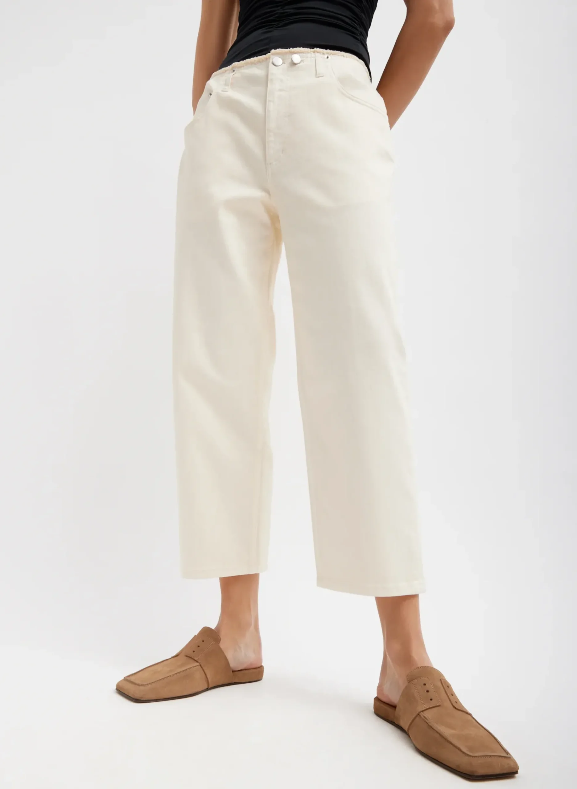 Garment Dyed Stretch Twill Cropped Newman Jean-Tibi Hot