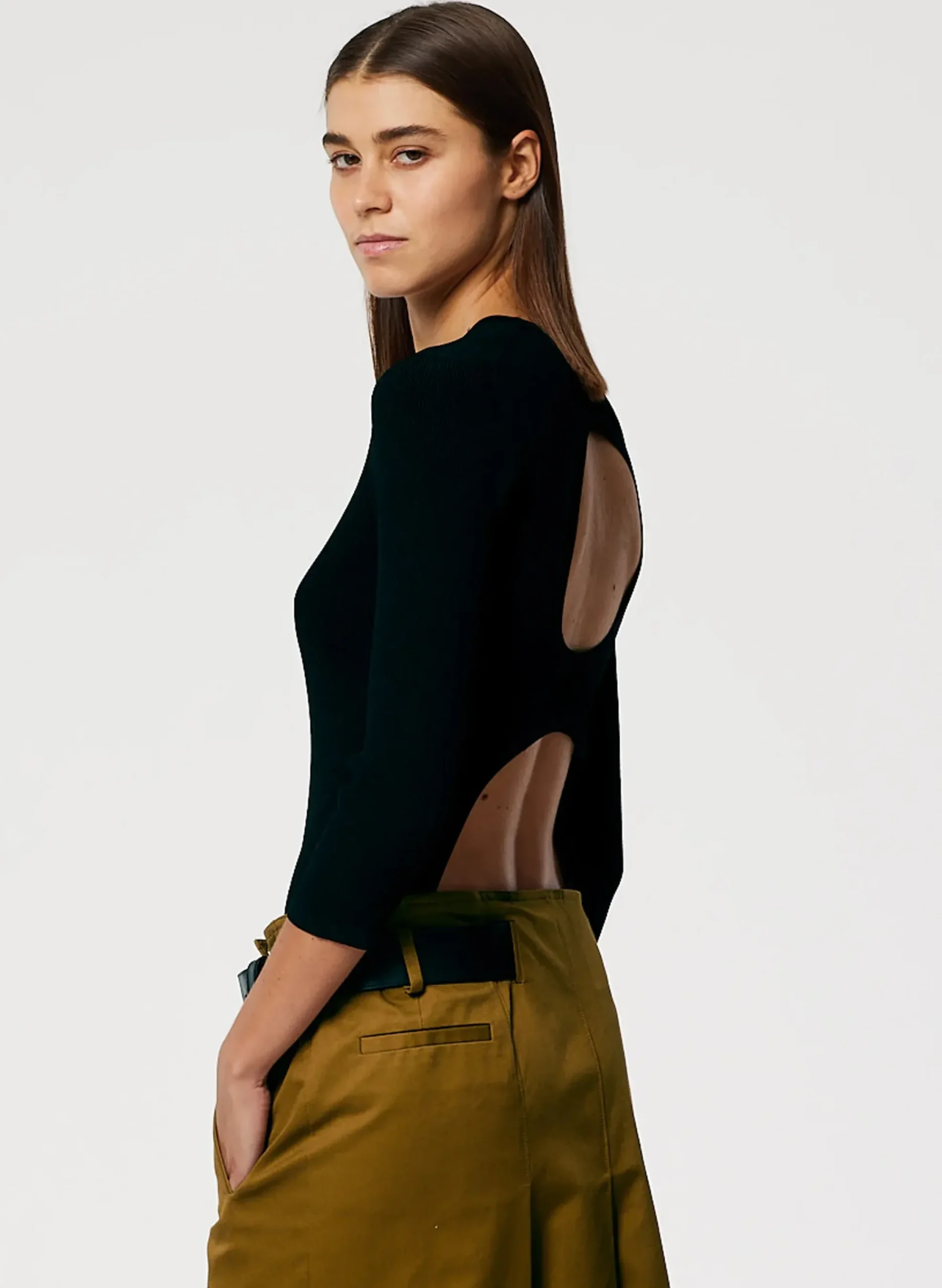 Giselle Stretch Sweater Circle Openback Pullover-Tibi Online