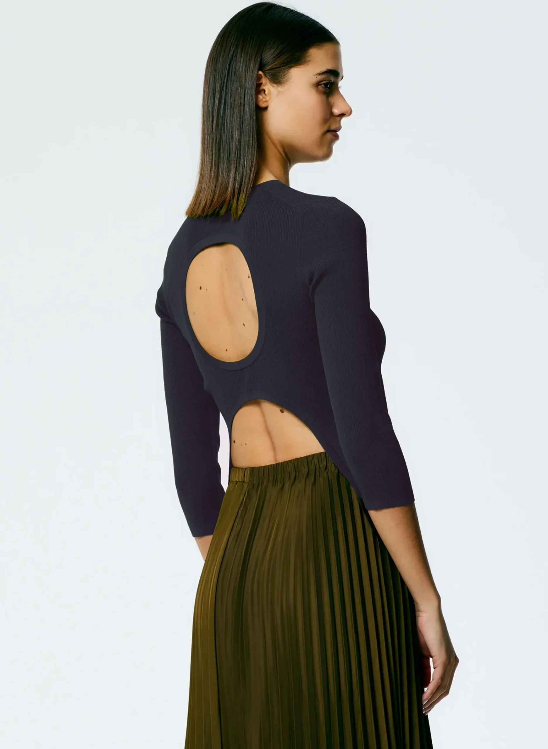 Giselle Stretch Sweater Circle Openback Pullover-Tibi Discount