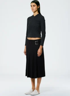 Grain De Poudre Wide Pleat Wrap Skirt-Tibi New