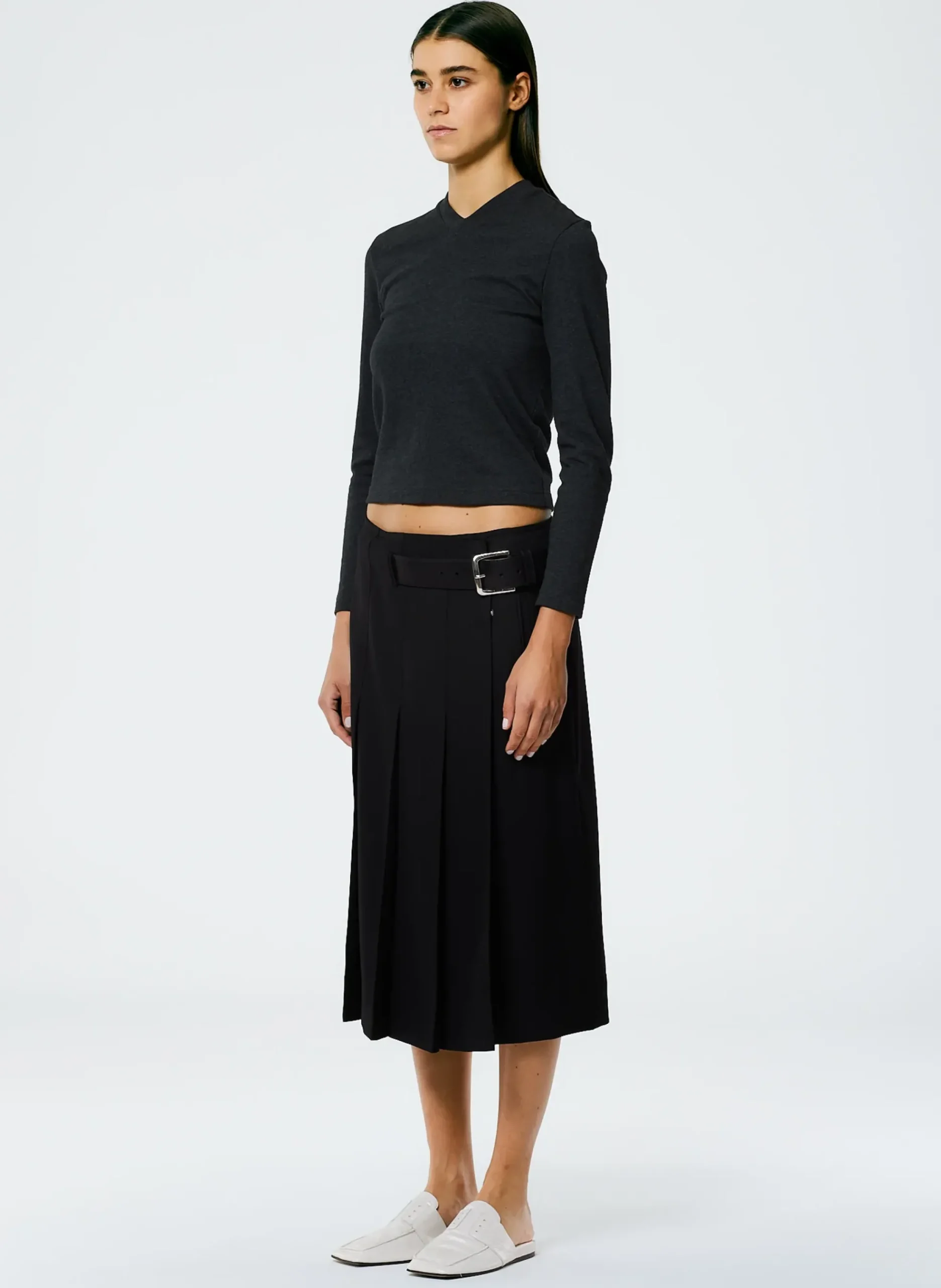 Grain De Poudre Wide Pleat Wrap Skirt-Tibi New