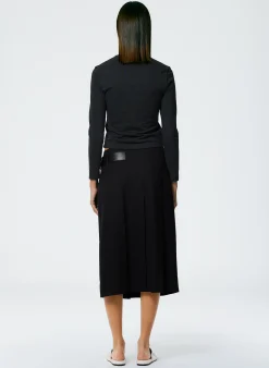 Grain De Poudre Wide Pleat Wrap Skirt-Tibi New