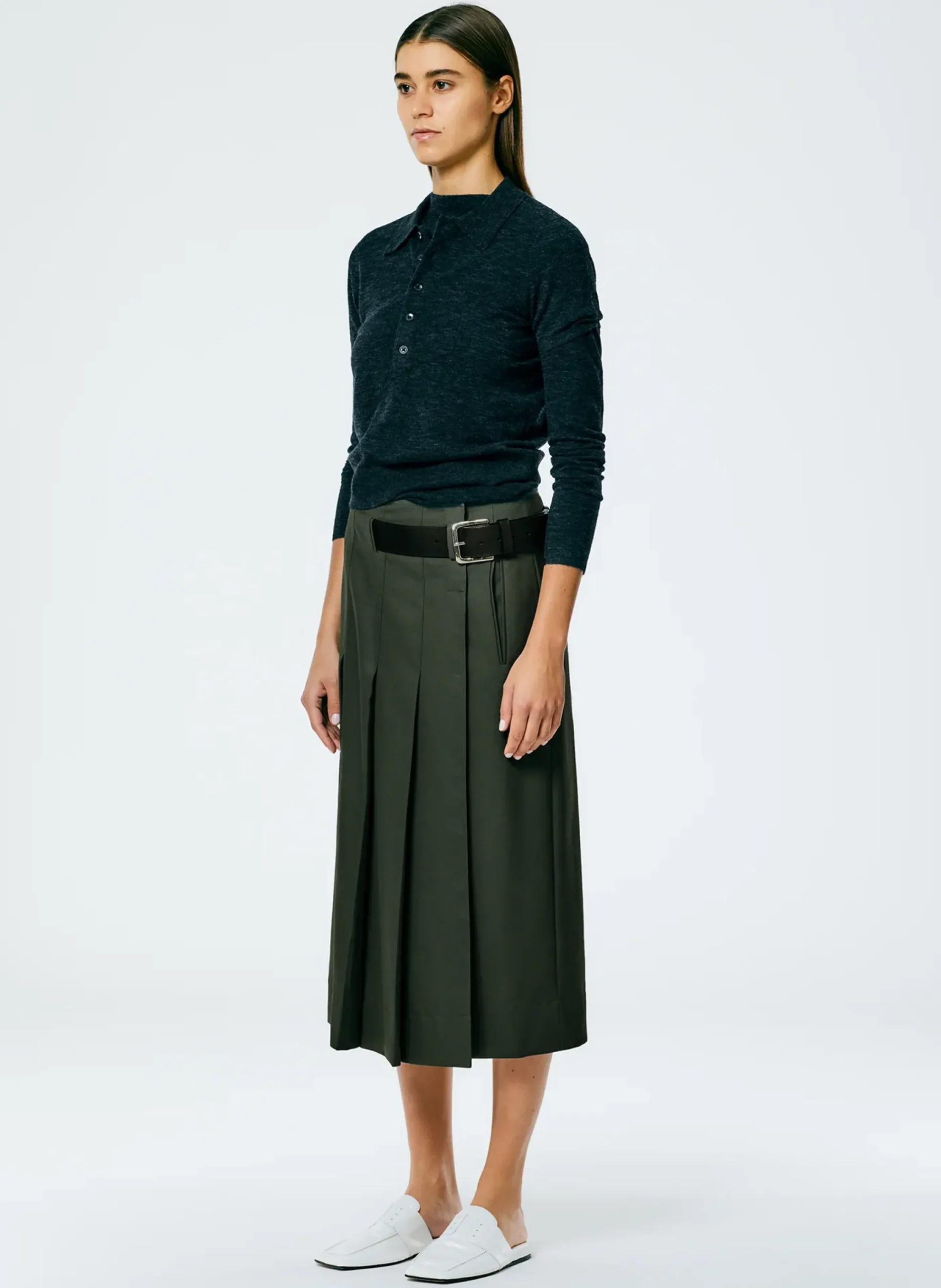 Grain De Poudre Wide Pleat Wrap Skirt-Tibi Best
