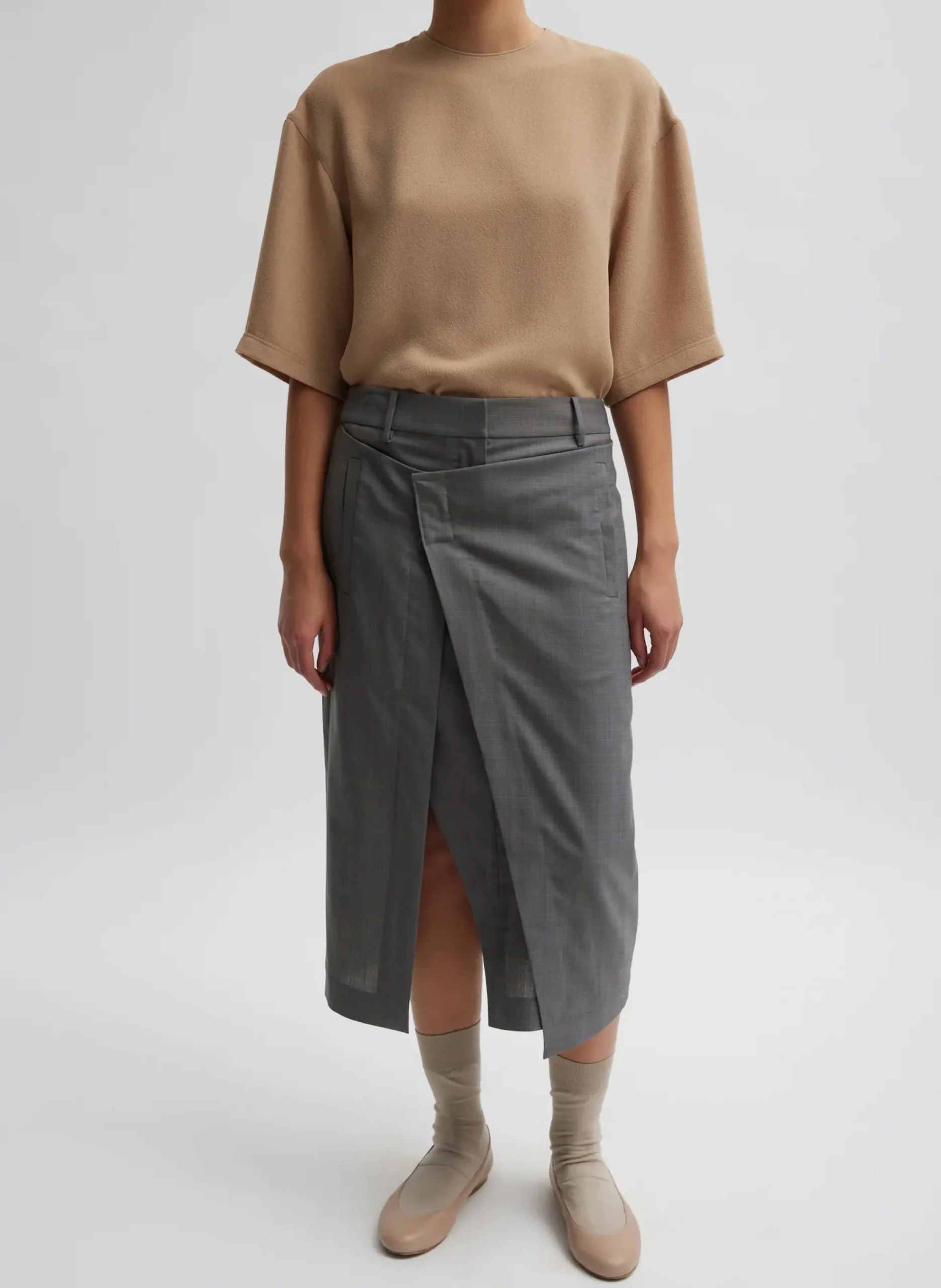 Grant Crossdye Suiting Wrap Trouser Skirt-Tibi Clearance