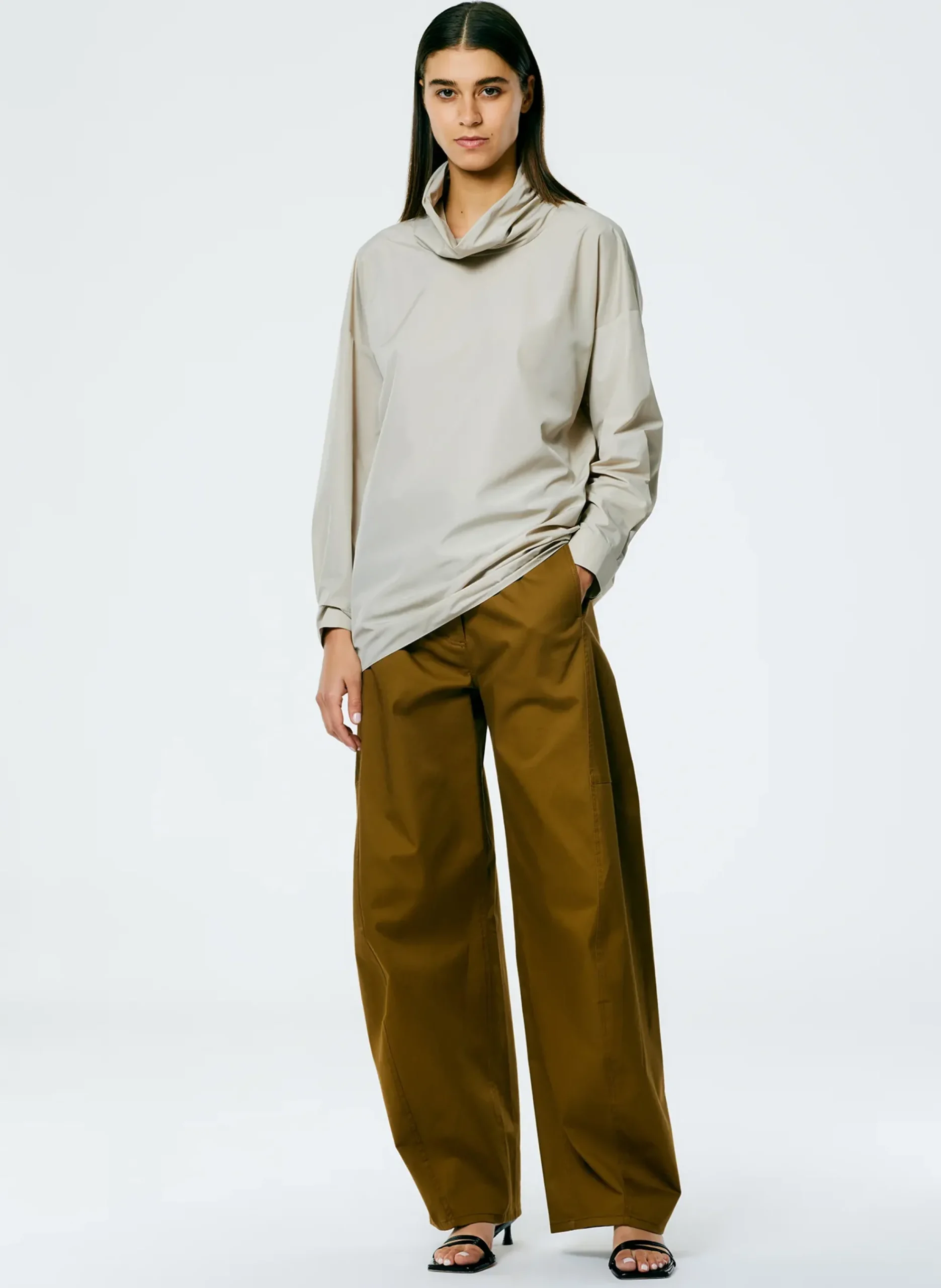 Italian Sporty Nylon Cowl Neck Top-Tibi Sale