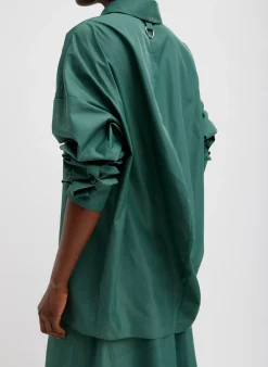Italian Sporty Nylon Shirt With Cocoon Back-Tibi Sale