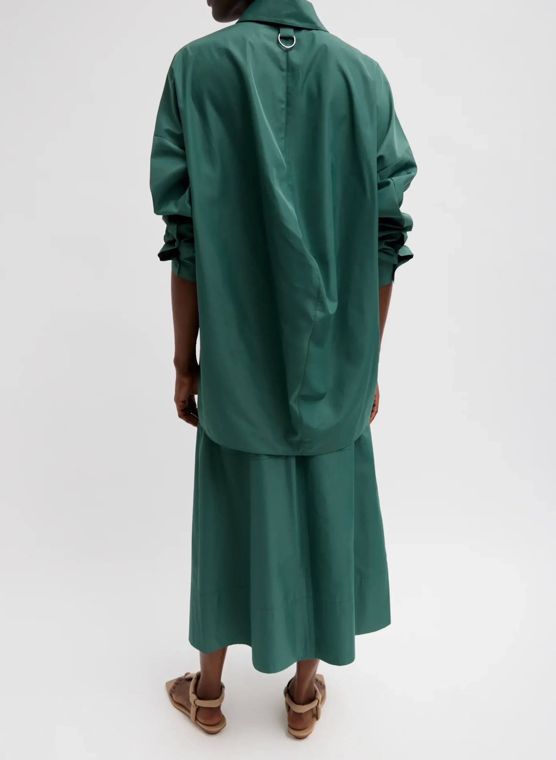 Italian Sporty Nylon Shirt With Cocoon Back-Tibi Sale