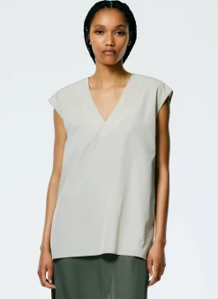 Italian Sporty Nylon Sleeveless V-Neck Top-Tibi Outlet