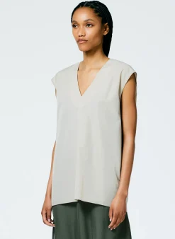 Italian Sporty Nylon Sleeveless V-Neck Top-Tibi Outlet