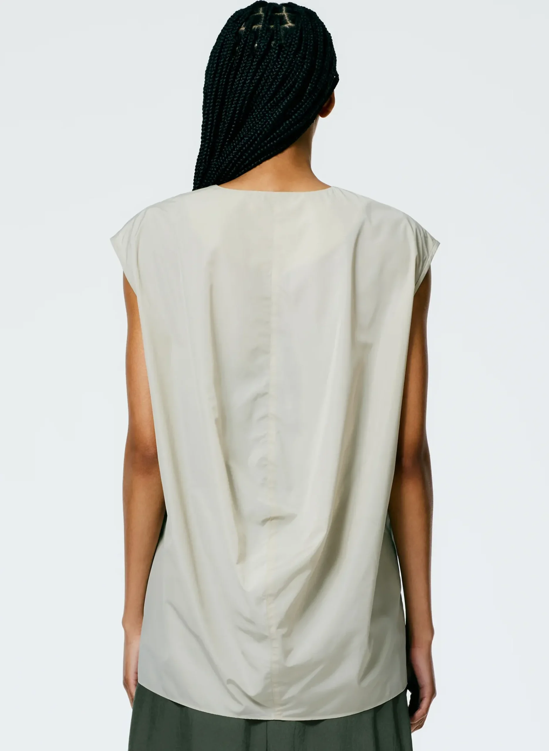 Italian Sporty Nylon Sleeveless V-Neck Top-Tibi Outlet