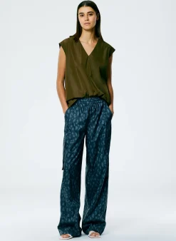 Italian Sporty Nylon Sleeveless V-Neck Top-Tibi Clearance