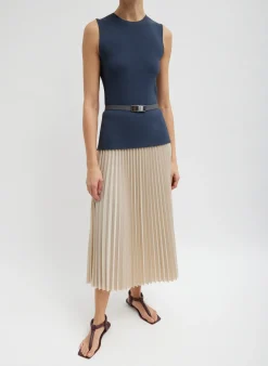 Italian Sporty Nylon Sunray Pleated Pull On Skirt-Tibi Best