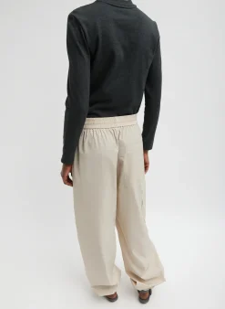 Italian Sporty Nylon Wide Leg Pull On Pant-Tibi Outlet