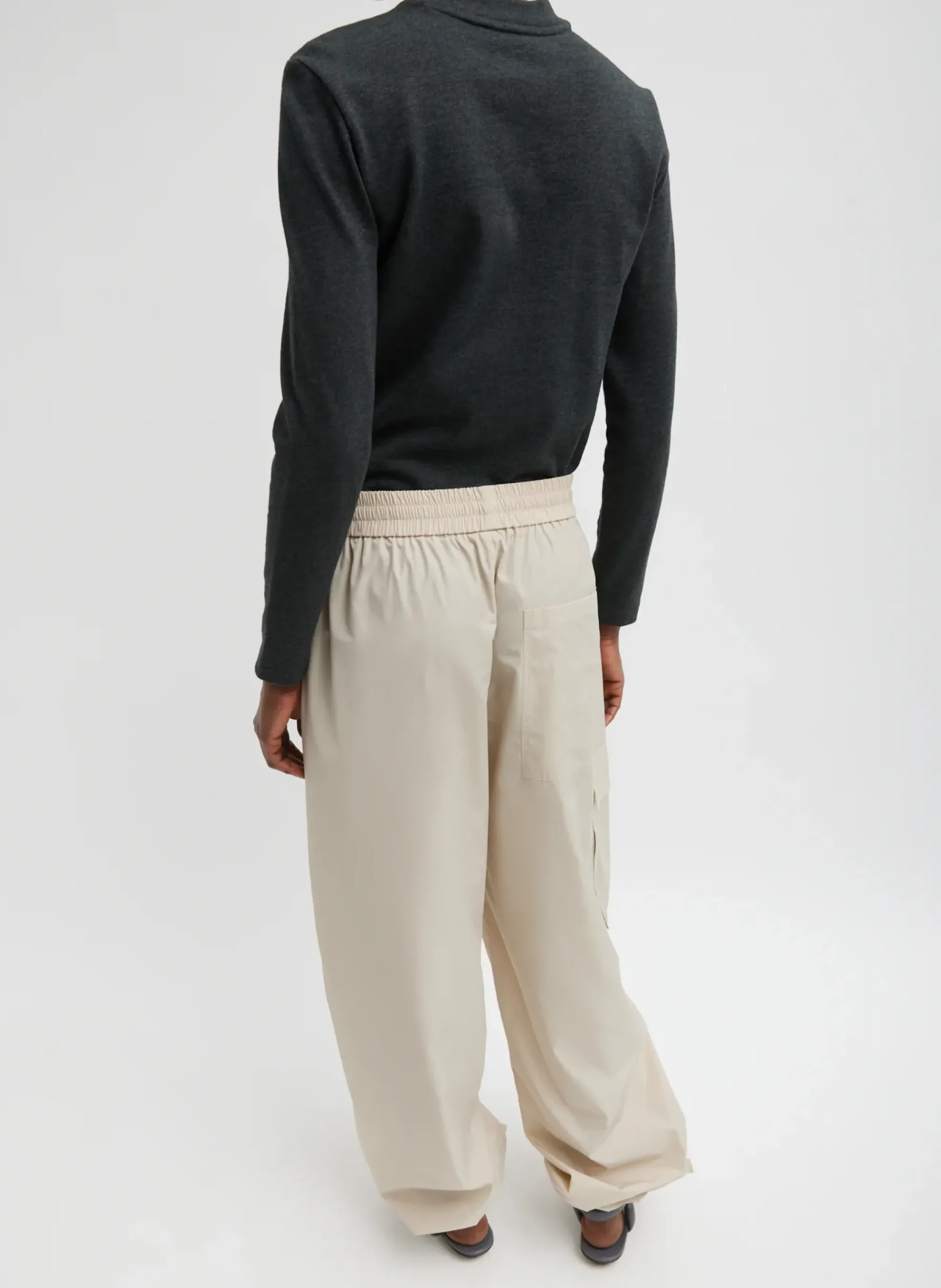 Italian Sporty Nylon Wide Leg Pull On Pant-Tibi Outlet