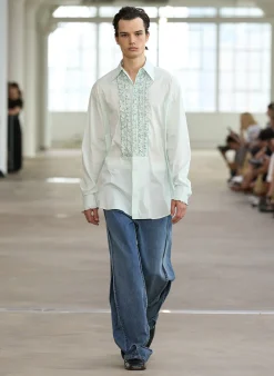 Light Weight Cotton Nylon Easy Tuxedo Shirt-Tibi Best