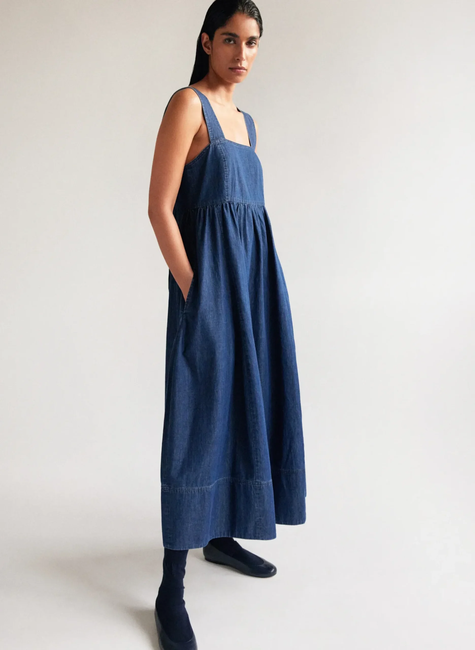 Light Weight Stone Wash Sculpted Dress-Tibi Sale