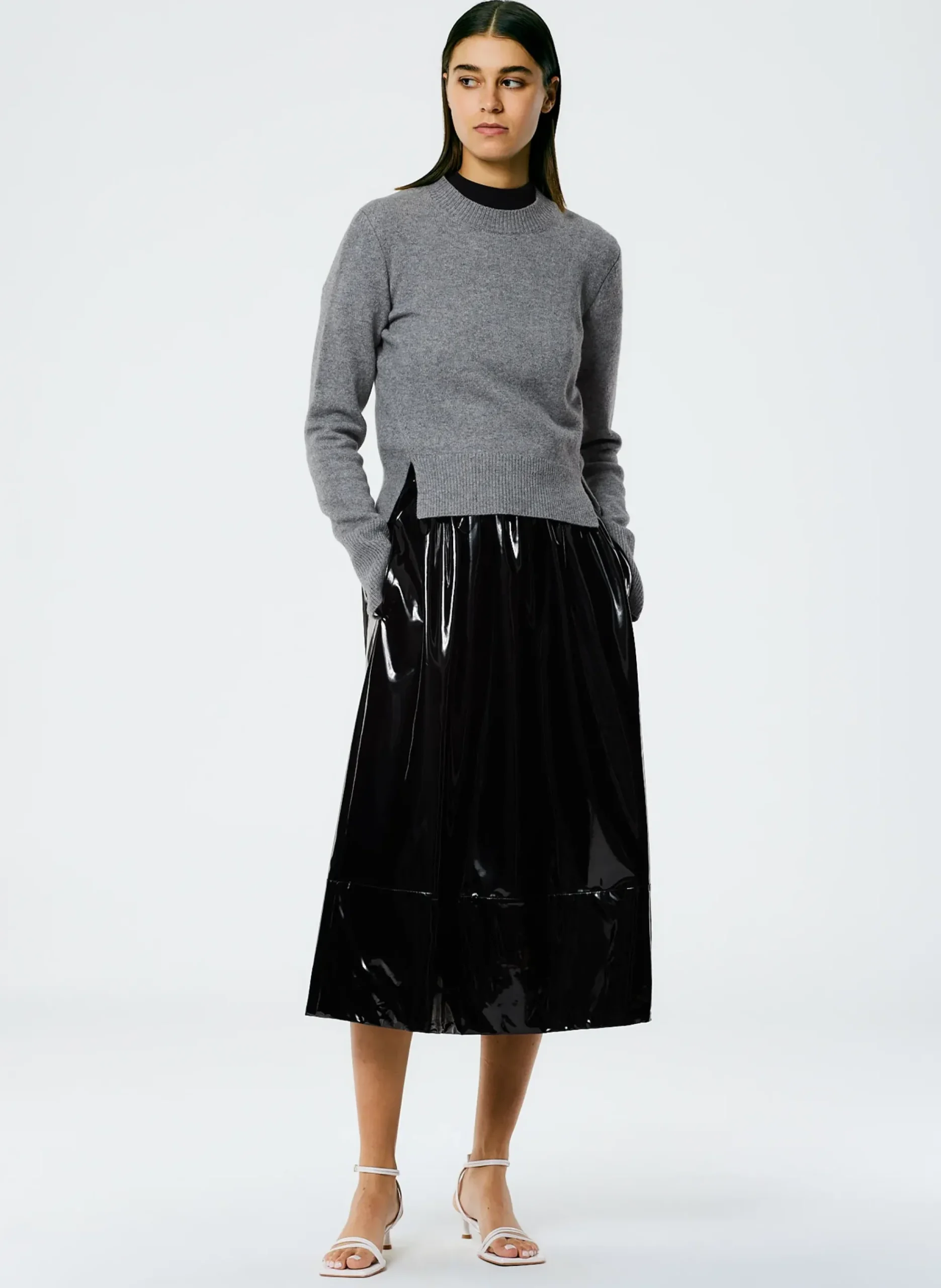 Light Weight Stretch Patent Smocking Waistband Full Skirt-Tibi Sale
