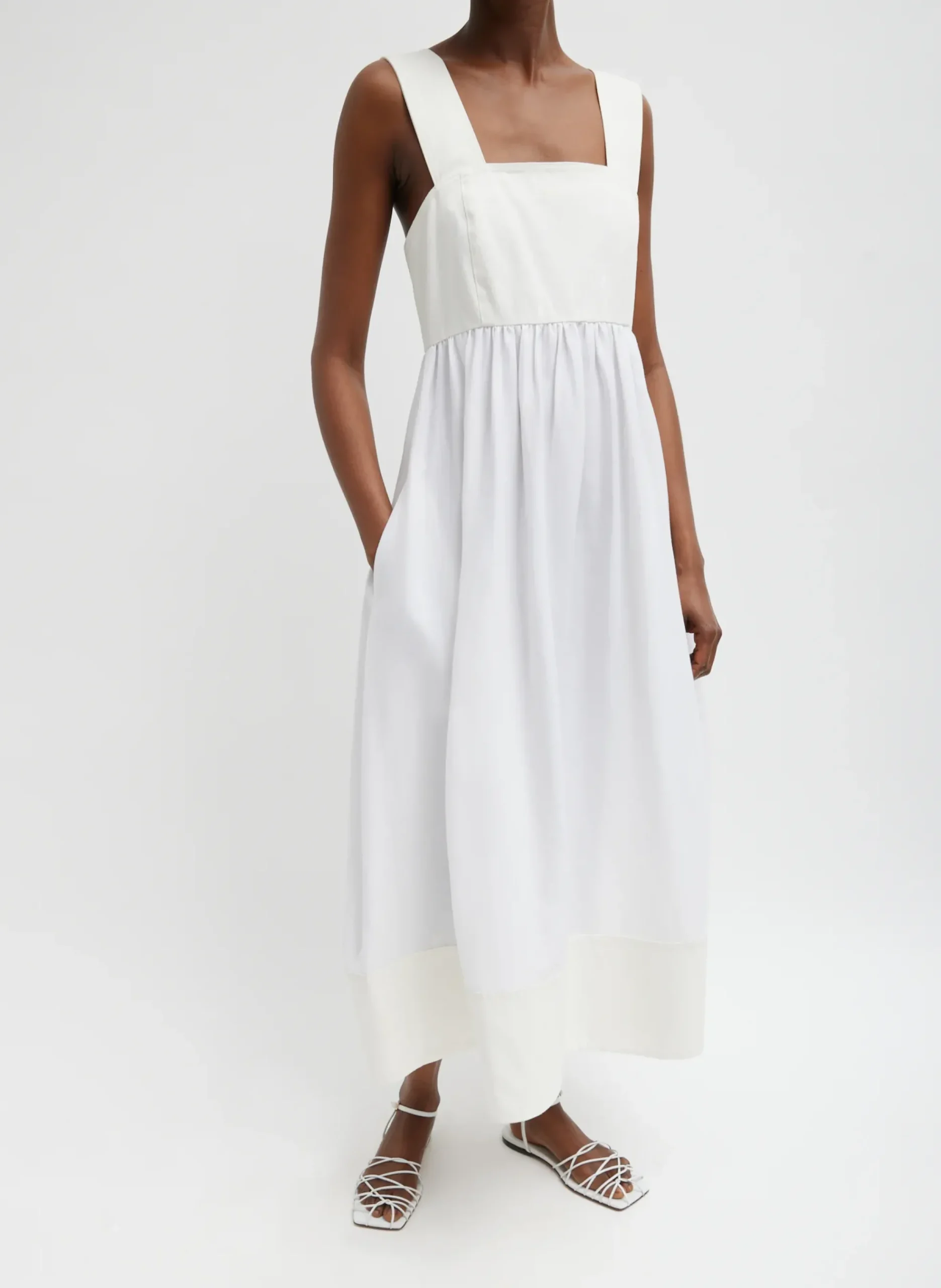 Linen Cotton Voile Sculpted Dress-Tibi Clearance
