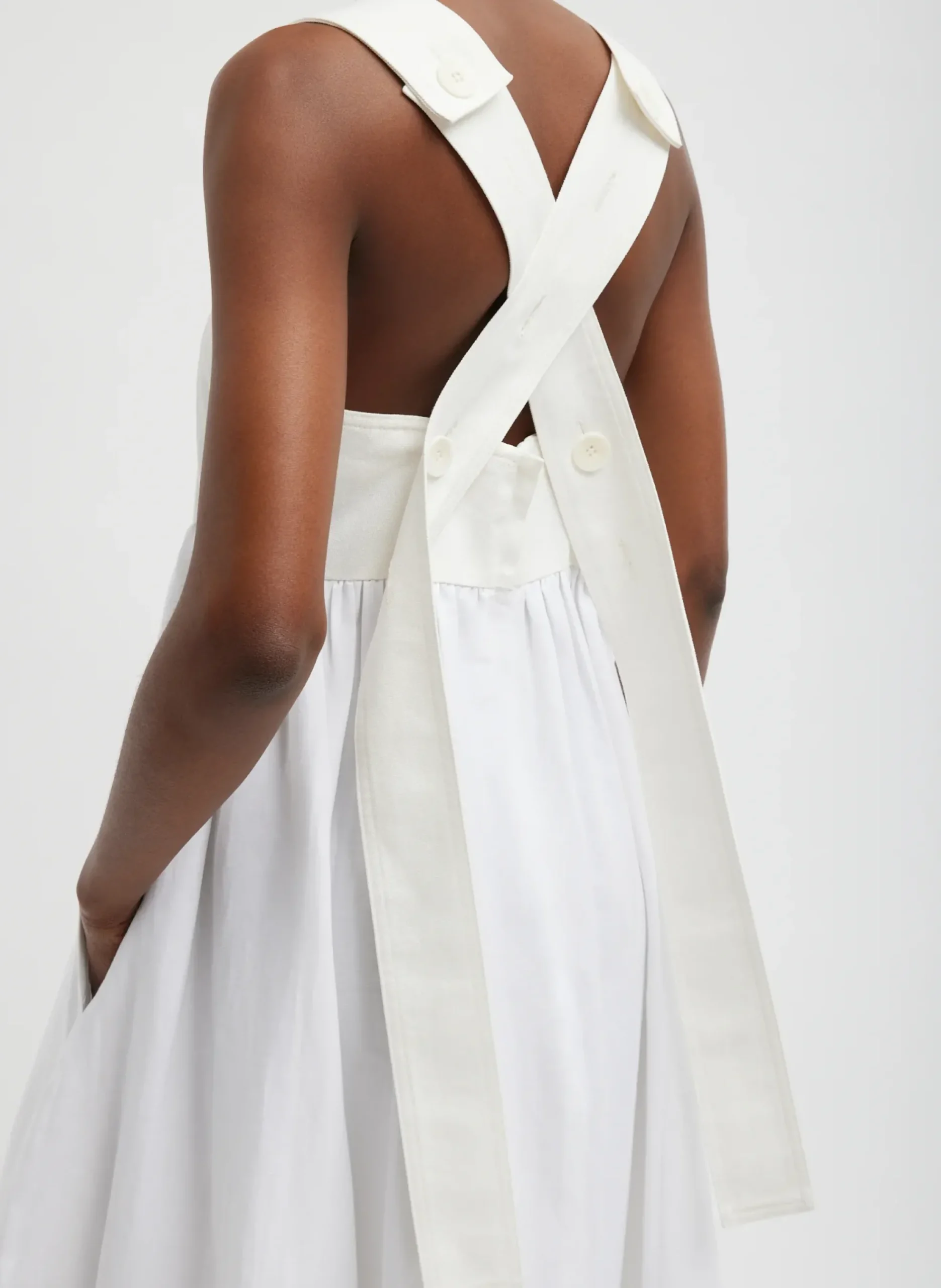 Linen Cotton Voile Sculpted Dress-Tibi Clearance