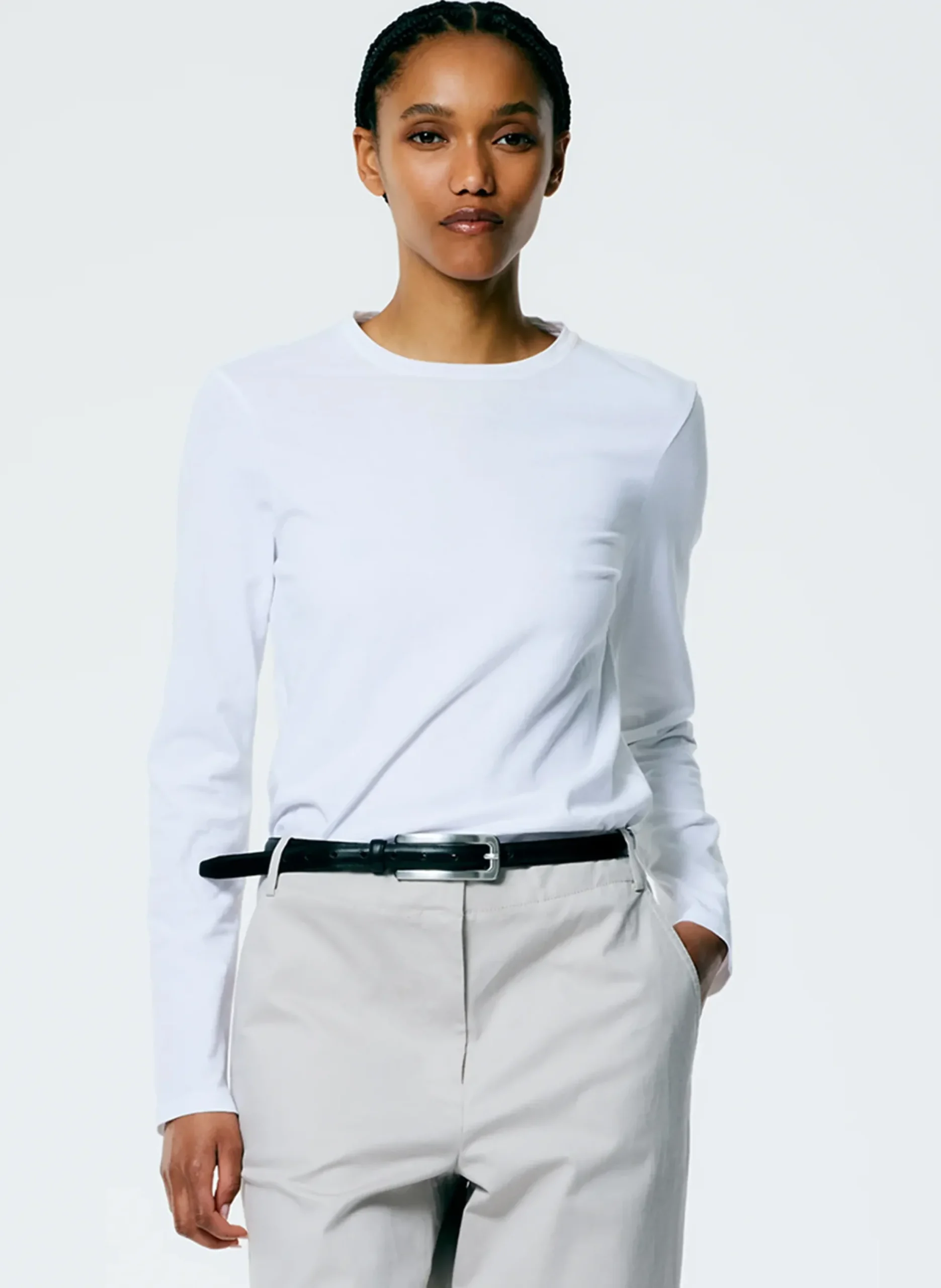 Long Sleeve Fitted T-Shirt-Tibi New