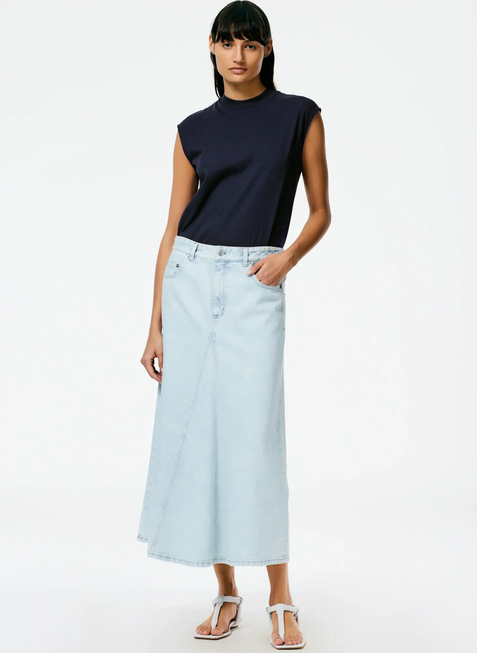 Mock Neck Sleeveless T-Shirt-Tibi Discount