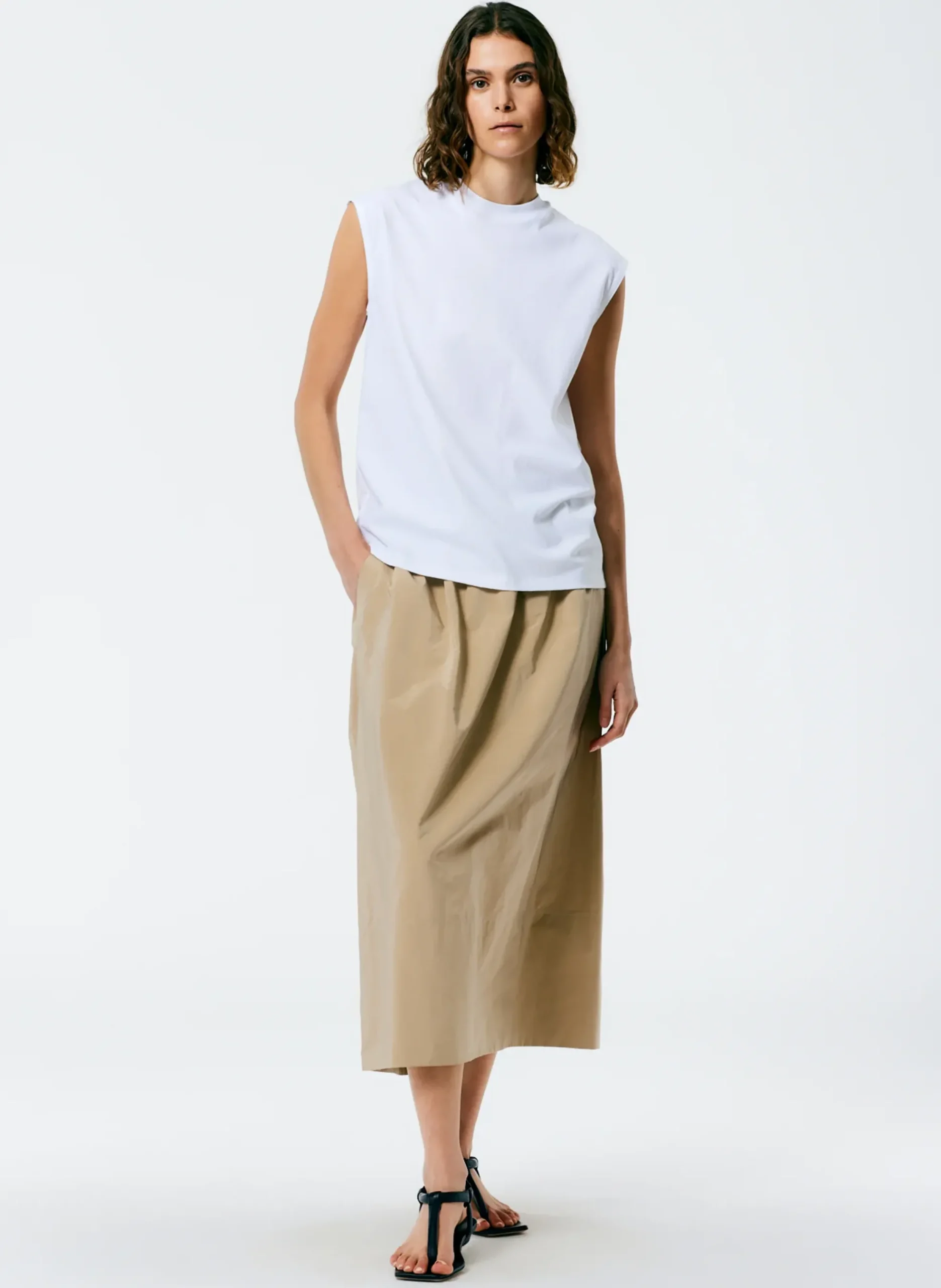 Mock Neck Sleeveless T-Shirt-Tibi Online