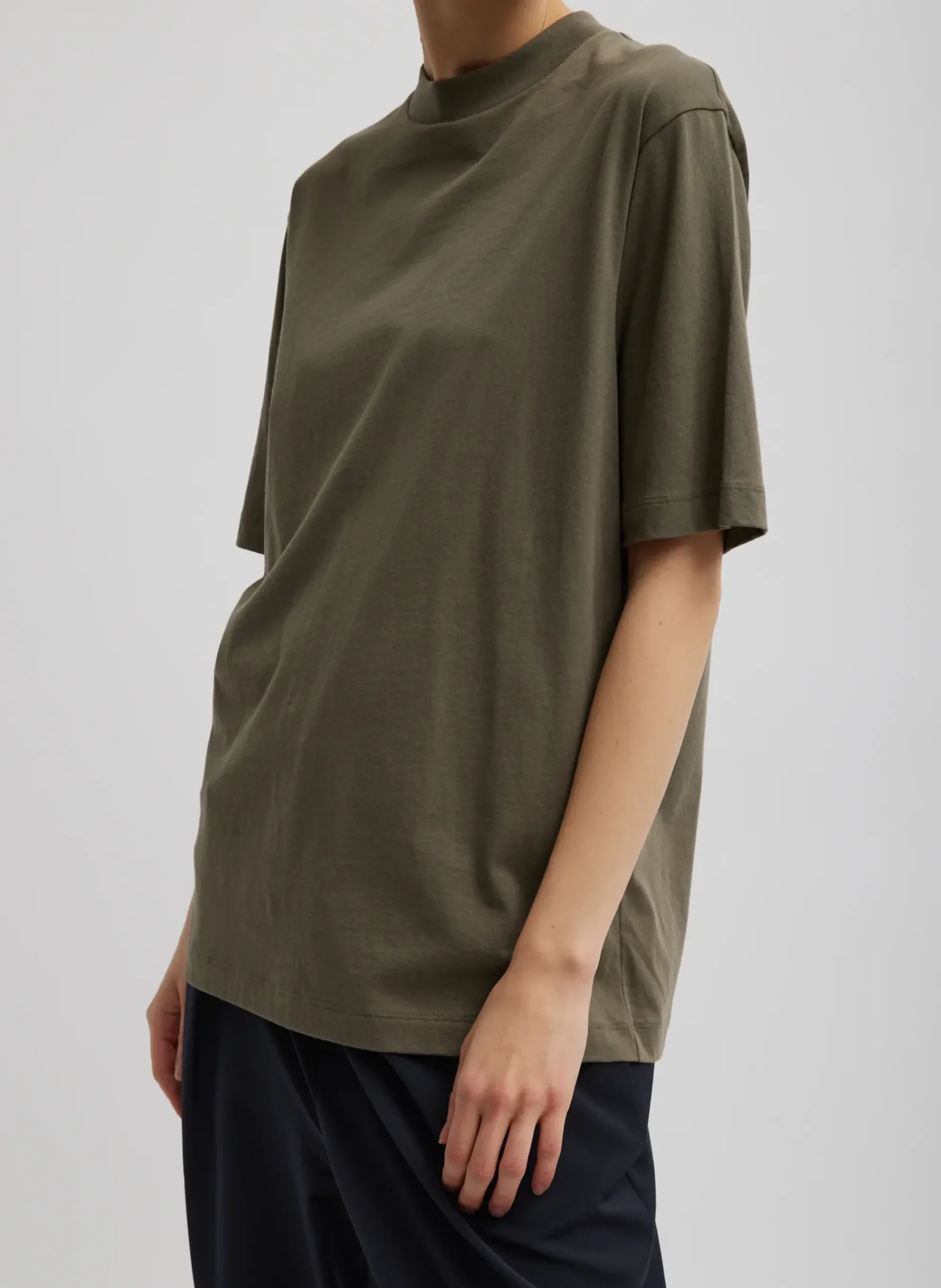Mock Neck Unisex T-Shirt-Tibi Fashion