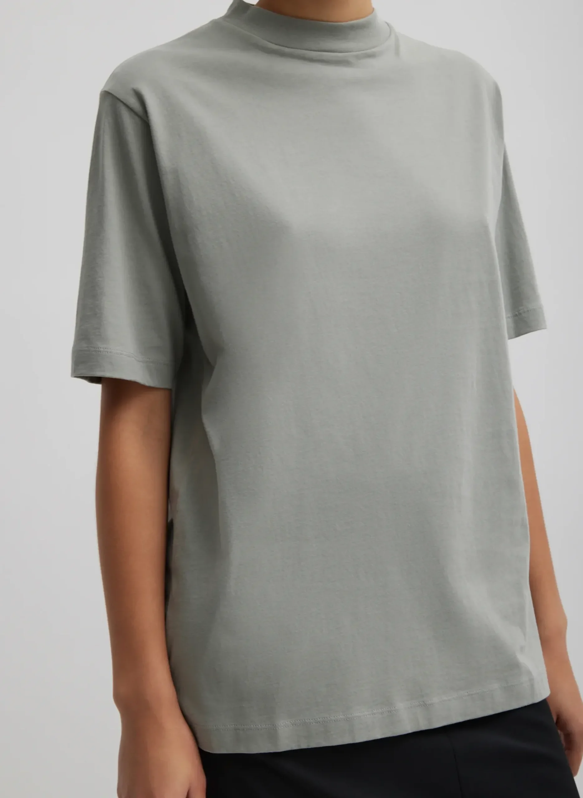 Mock Neck Unisex T-Shirt-Tibi Fashion