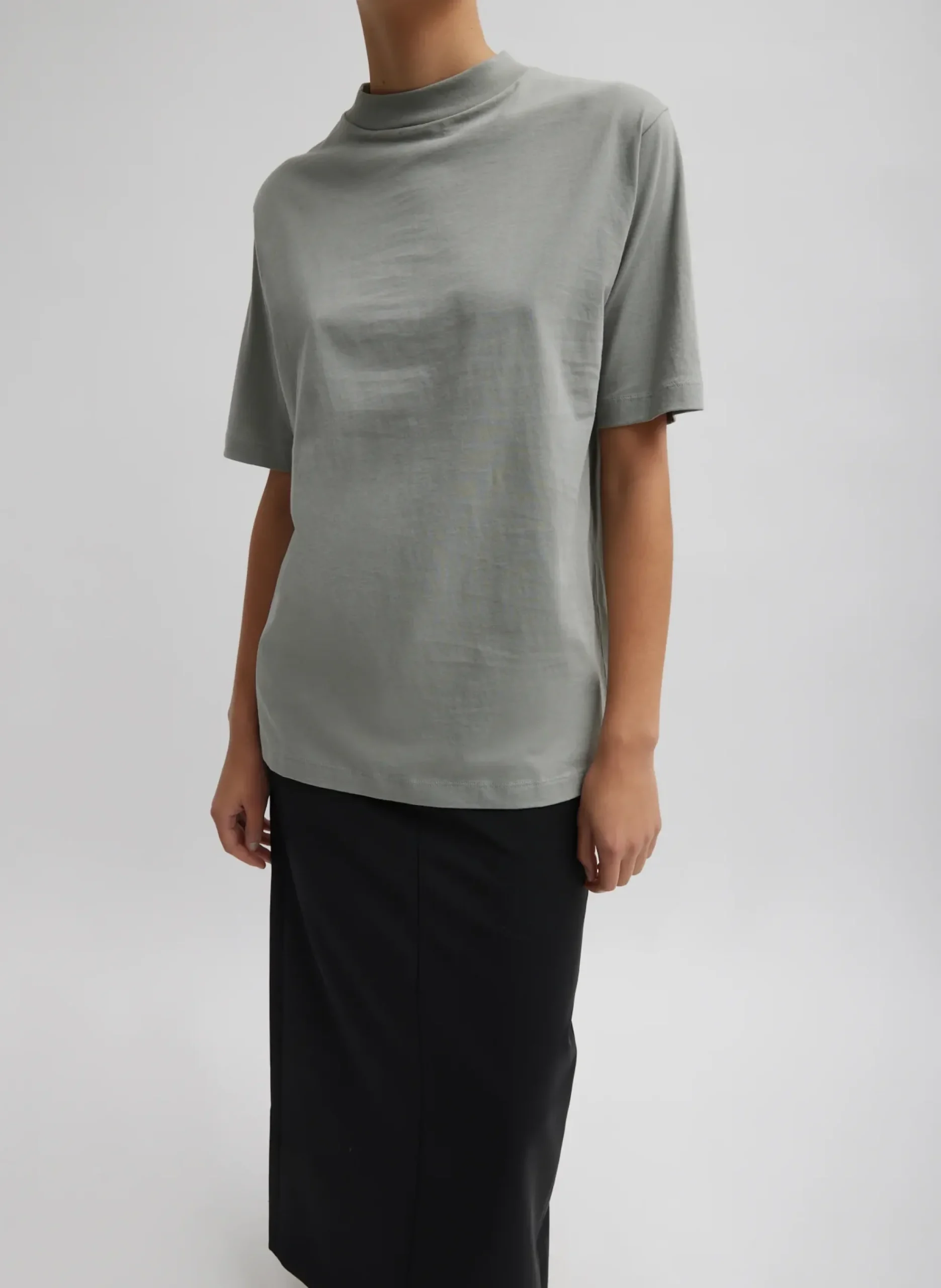 Mock Neck Unisex T-Shirt-Tibi Fashion