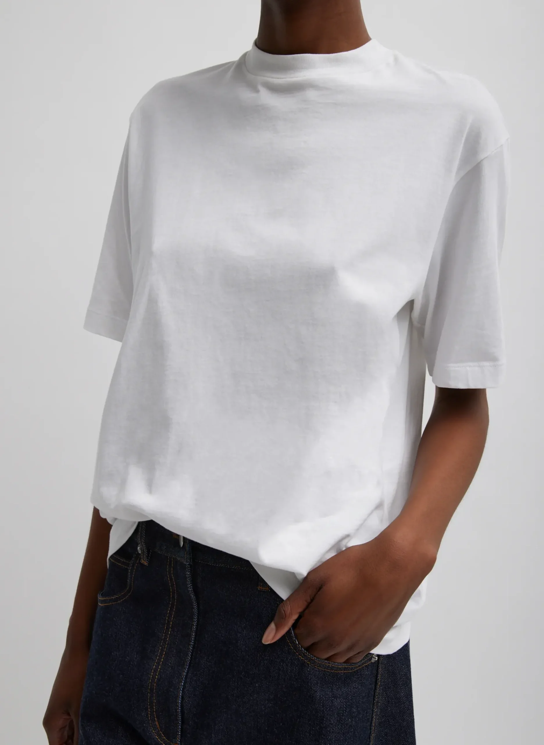 Mock Neck Unisex T-Shirt-Tibi Online