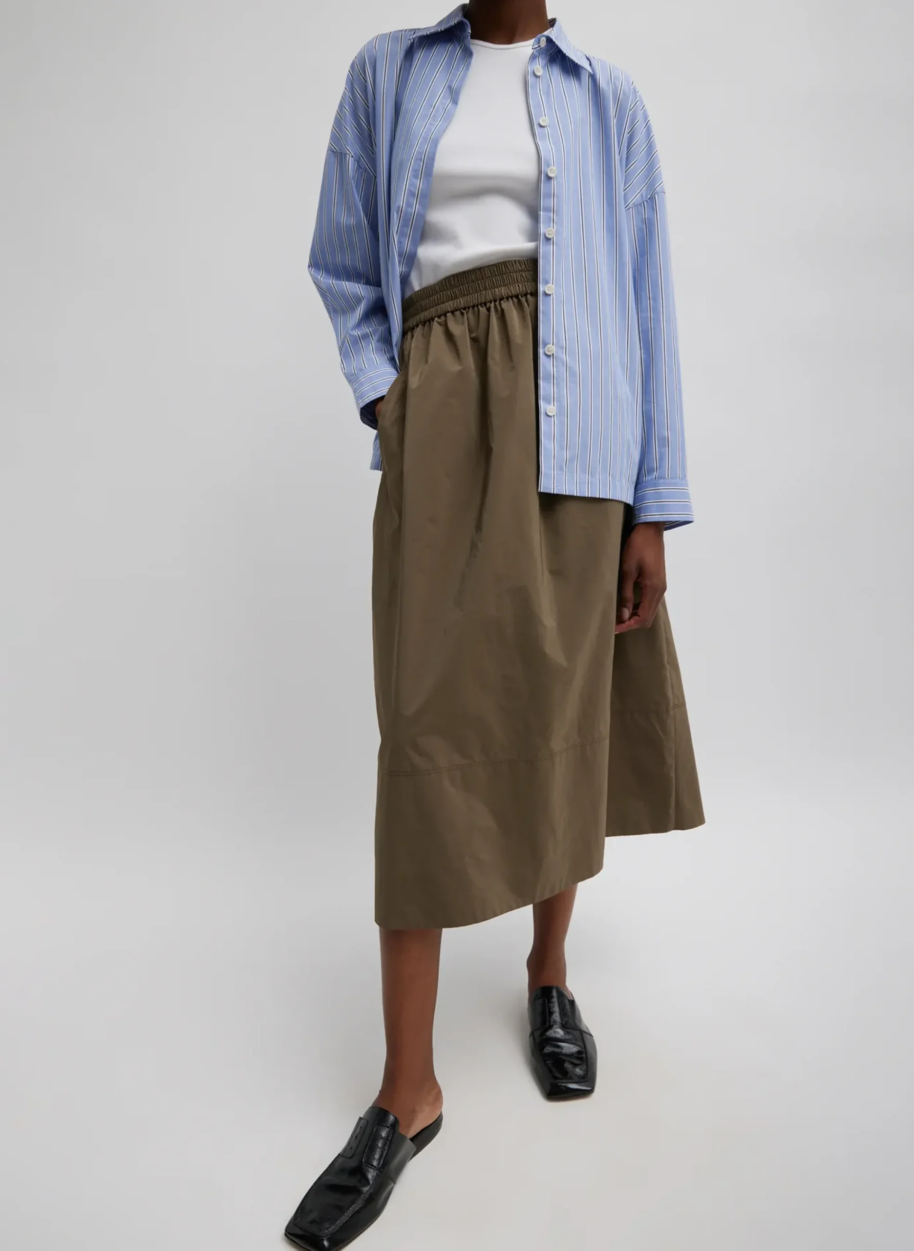Nylon Pull On Full Skirt-Tibi Hot