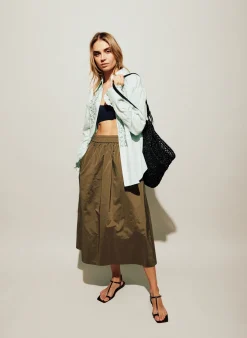 Nylon Pull On Full Skirt-Tibi Hot