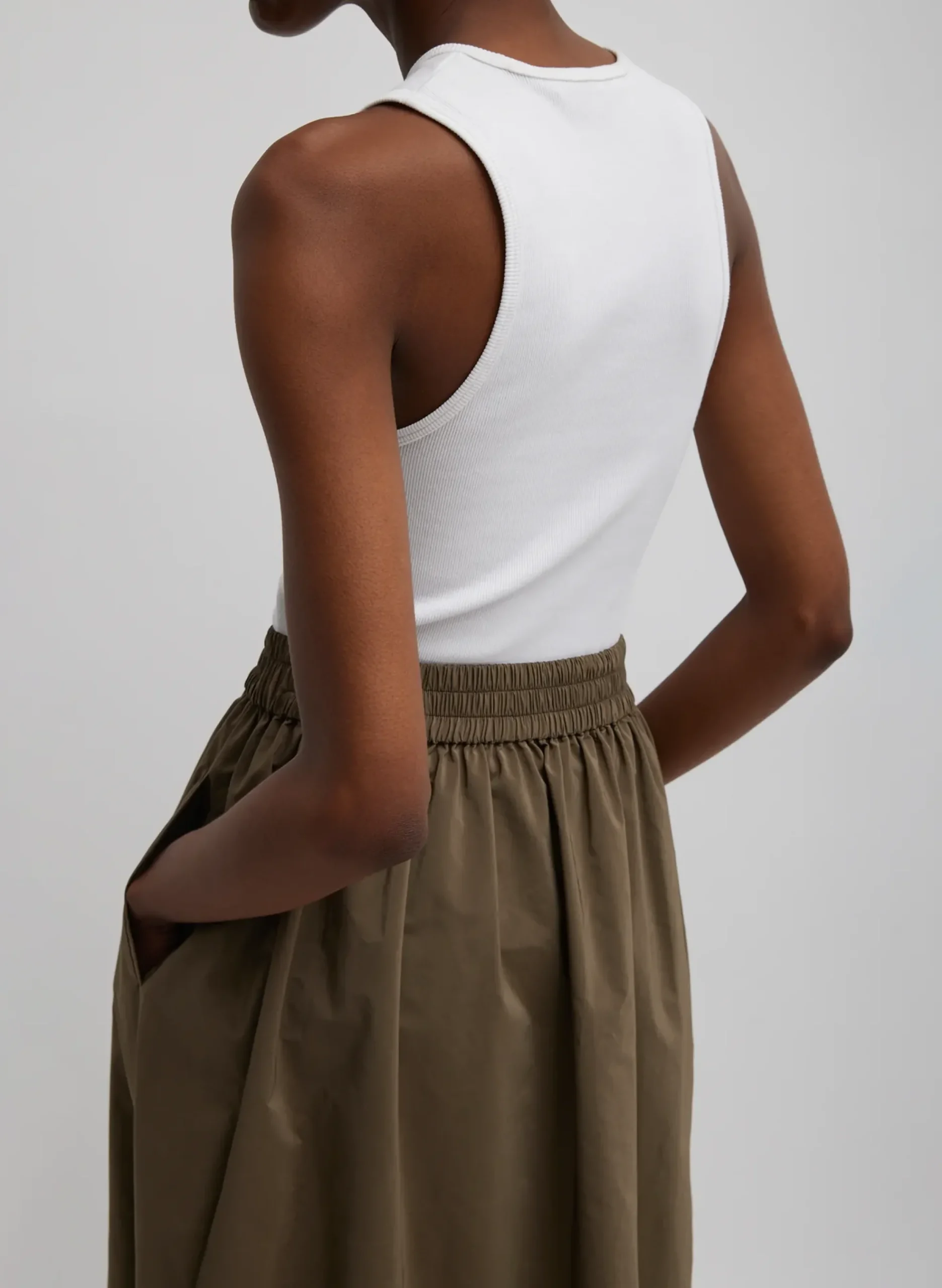 Nylon Pull On Full Skirt-Tibi Hot