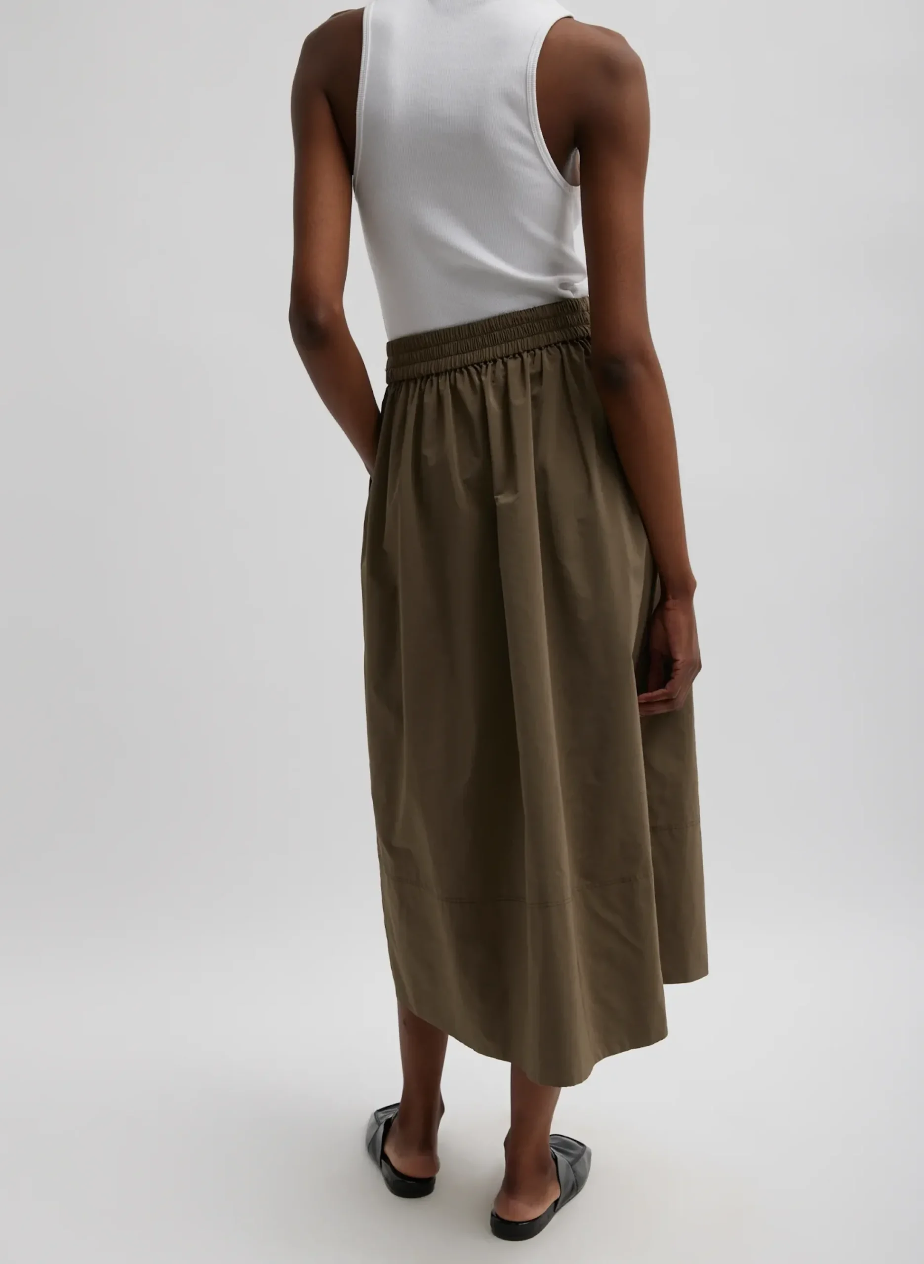Nylon Pull On Full Skirt-Tibi Hot