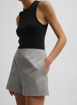 Oliver Cotton Stretch Tricotine Structured Shorts-Tibi Hot