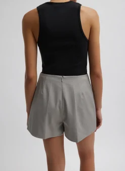 Oliver Cotton Stretch Tricotine Structured Shorts-Tibi Hot