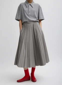 Oliver Cotton Stretch Tricotine Pintucked Skirt-Tibi Clearance