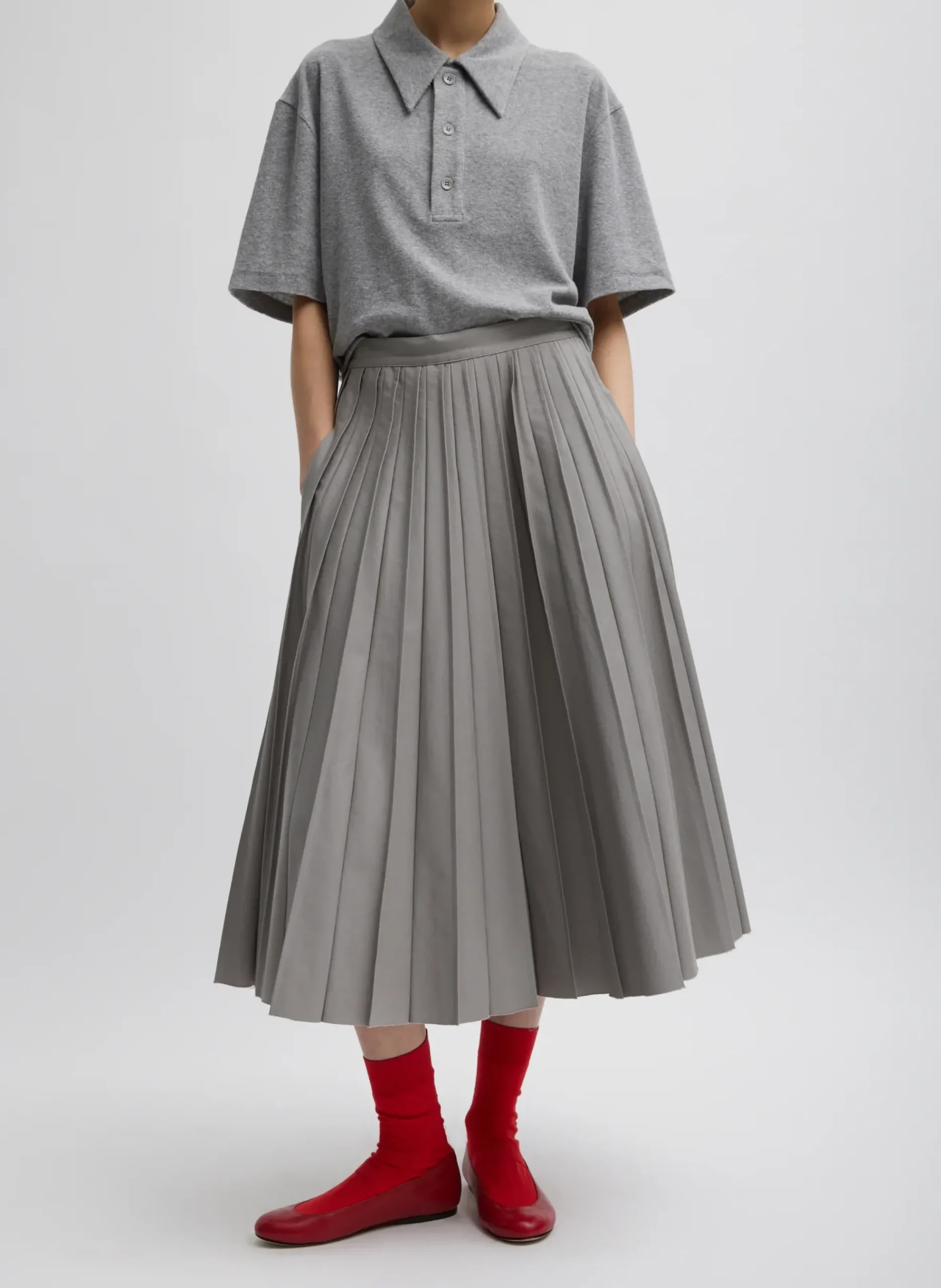 Oliver Cotton Stretch Tricotine Pintucked Skirt-Tibi Clearance