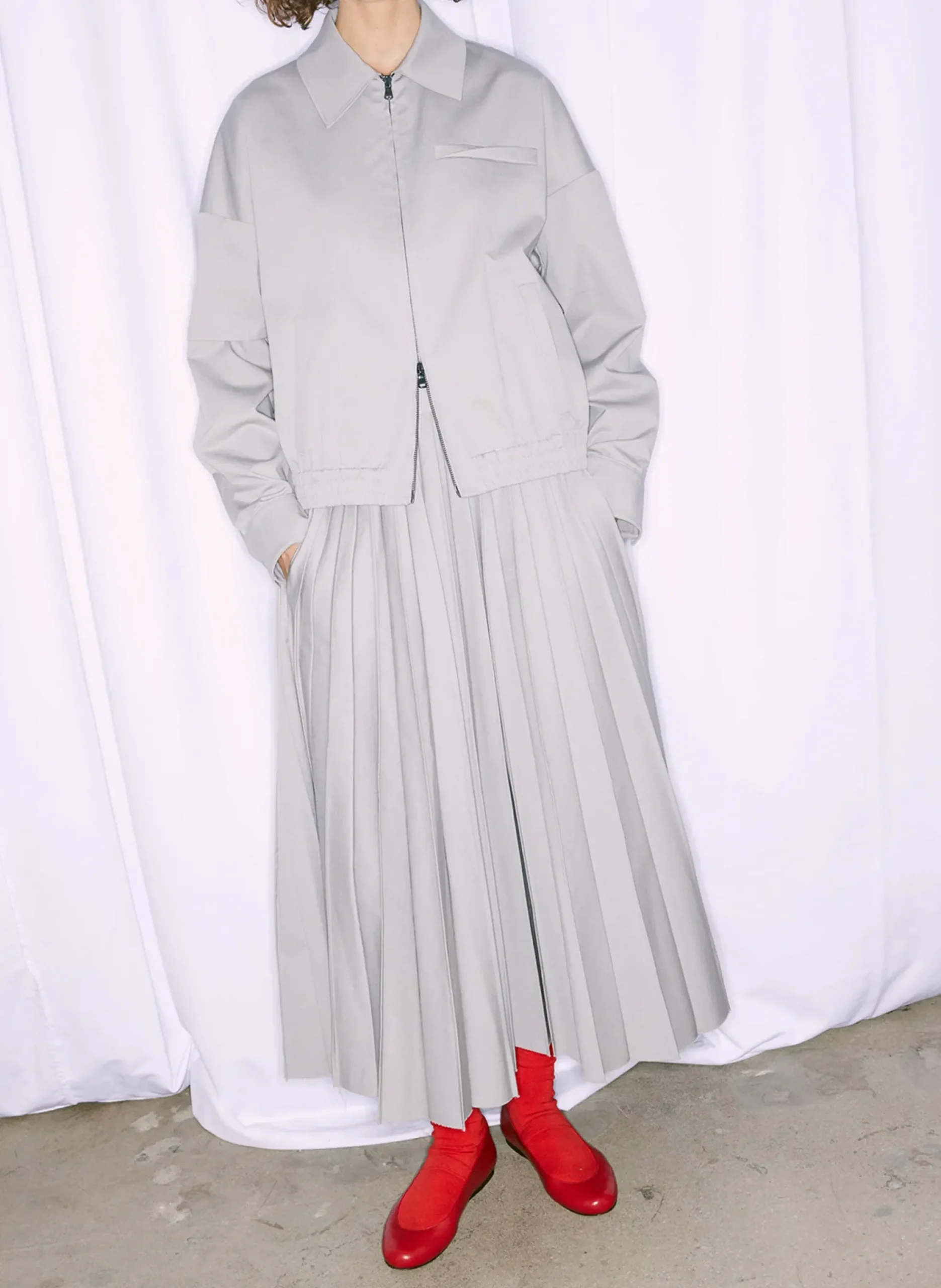 Oliver Cotton Stretch Tricotine Pintucked Skirt-Tibi Clearance
