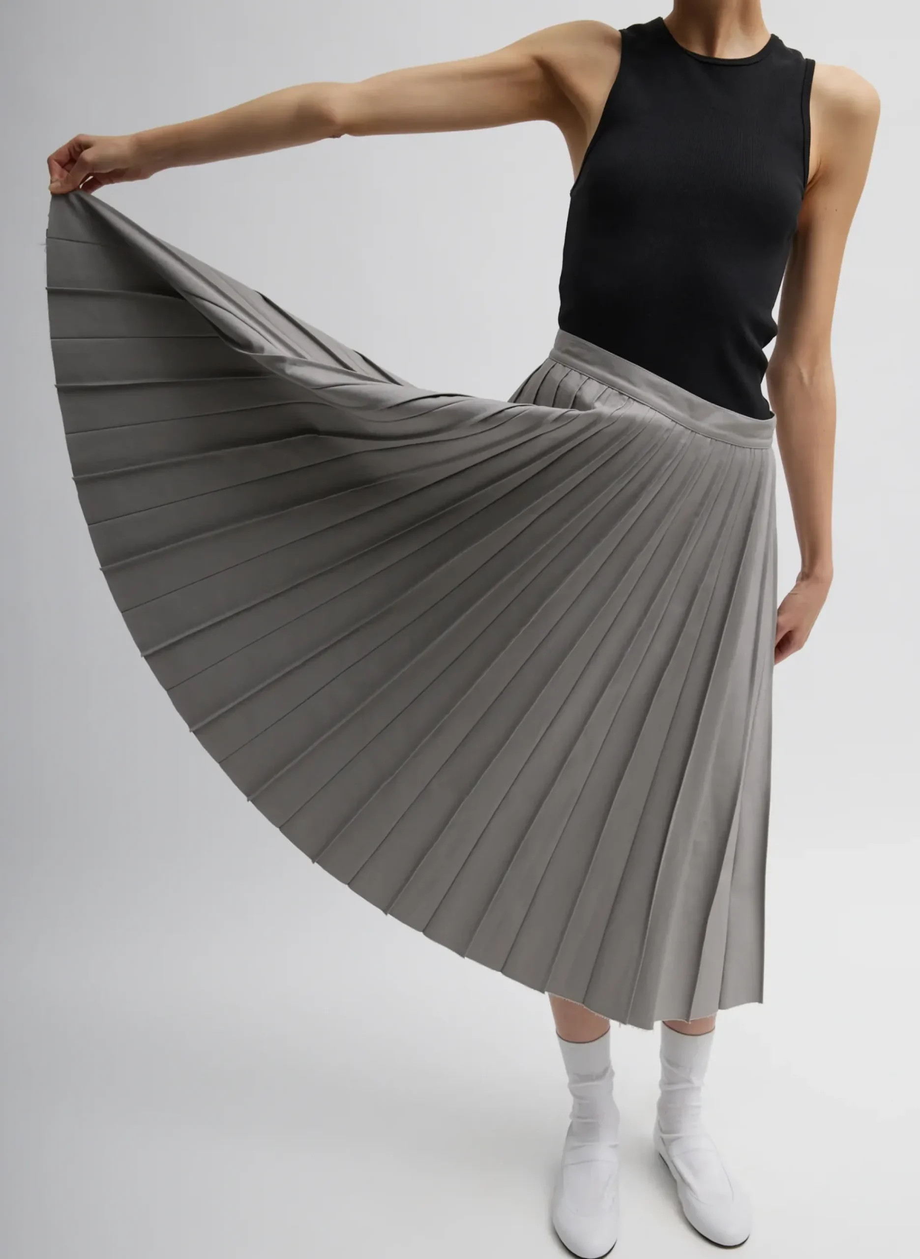 Oliver Cotton Stretch Tricotine Pintucked Skirt-Tibi Clearance