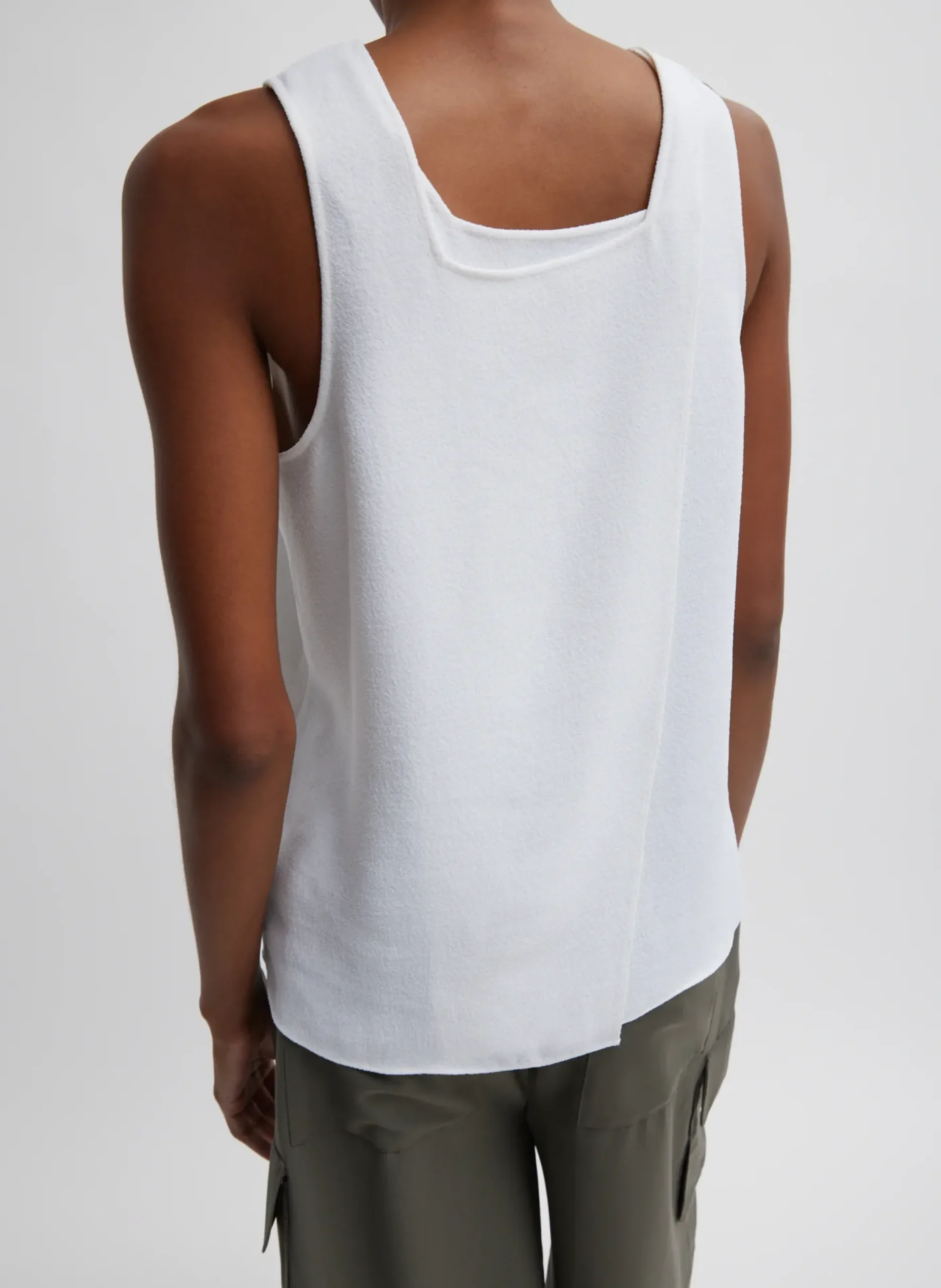 Pebble Sable Square Neck Cross Back Tank-Tibi Clearance