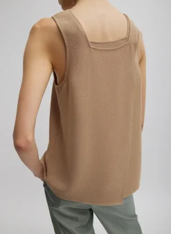 Pebble Sable Square Neck Cross Back Tank-Tibi Hot