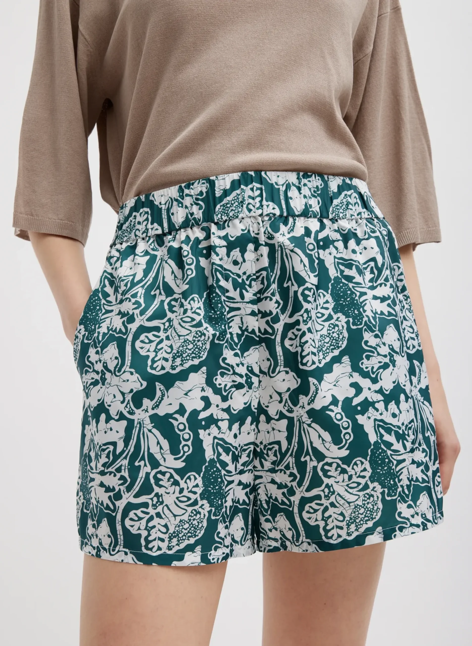 Recycled Nylon Batik Pull On Shorts-Tibi Best