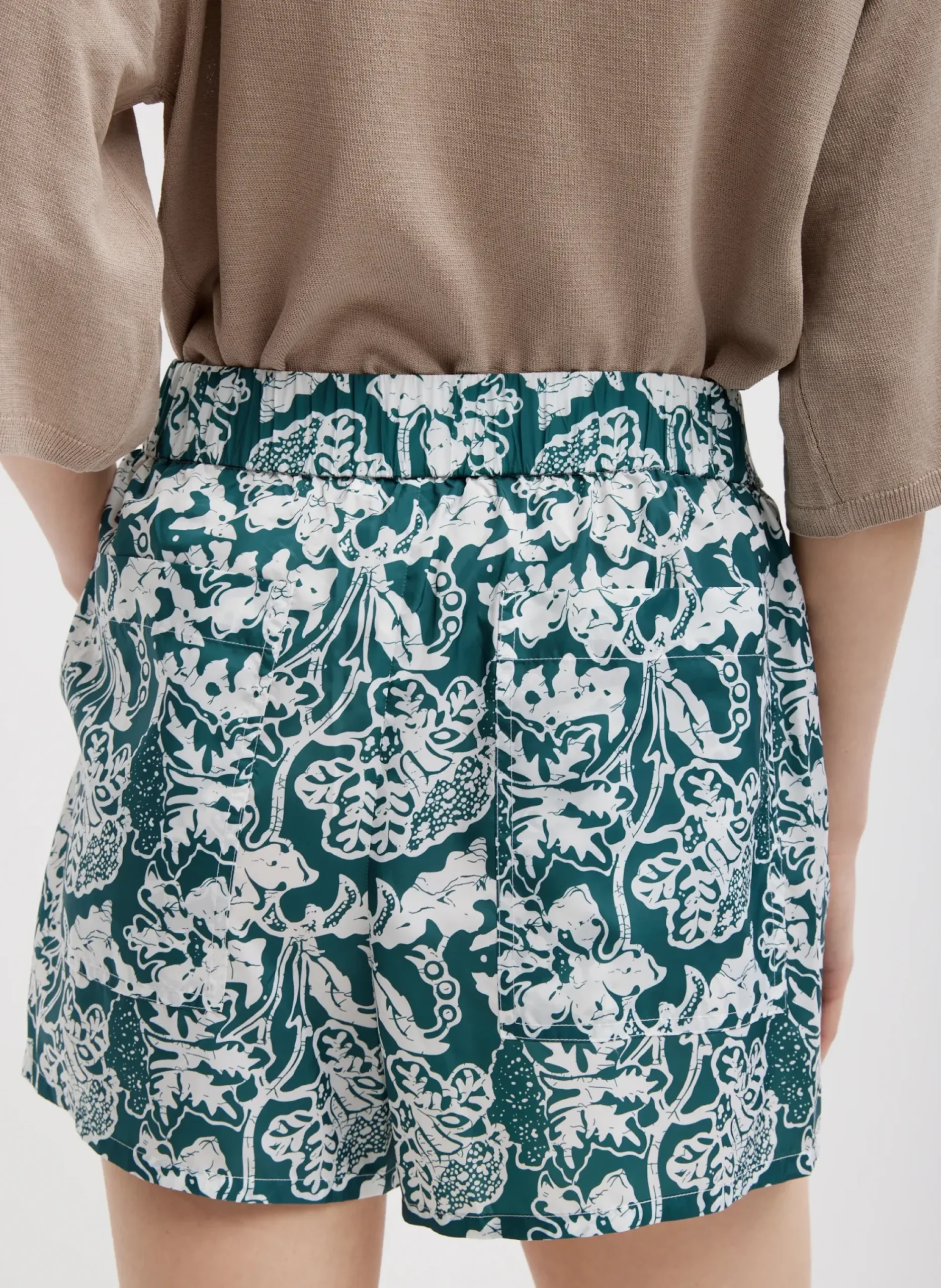 Recycled Nylon Batik Pull On Shorts-Tibi Best