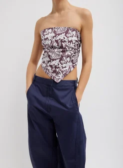 Recycled Nylon Batik Strapless Bandeau-Tibi Clearance