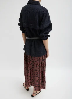 Recycled Sporty Nylon Cheetah Pleated Pull On Skirt-Tibi Outlet