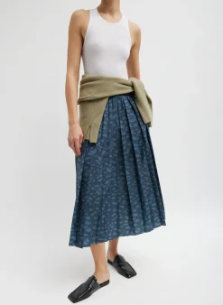 Recycled Sporty Nylon Cheetah Pleated Pull On Skirt-Tibi Sale