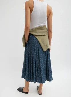 Recycled Sporty Nylon Cheetah Pleated Pull On Skirt-Tibi Sale